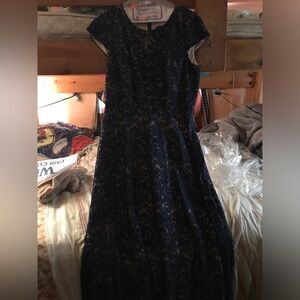 Alex Evenings Navy Blue and Brown Dress